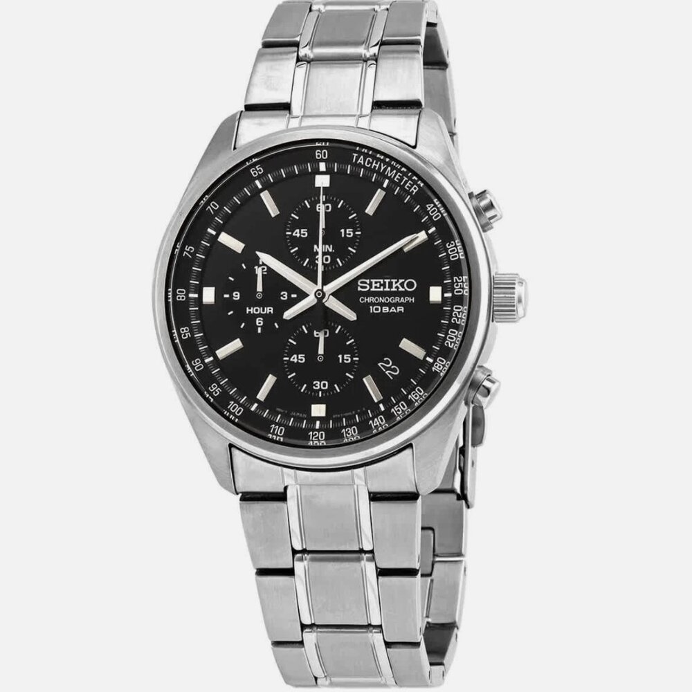 Seiko Sport Chronograph Black Dial Men's Watch! NEW